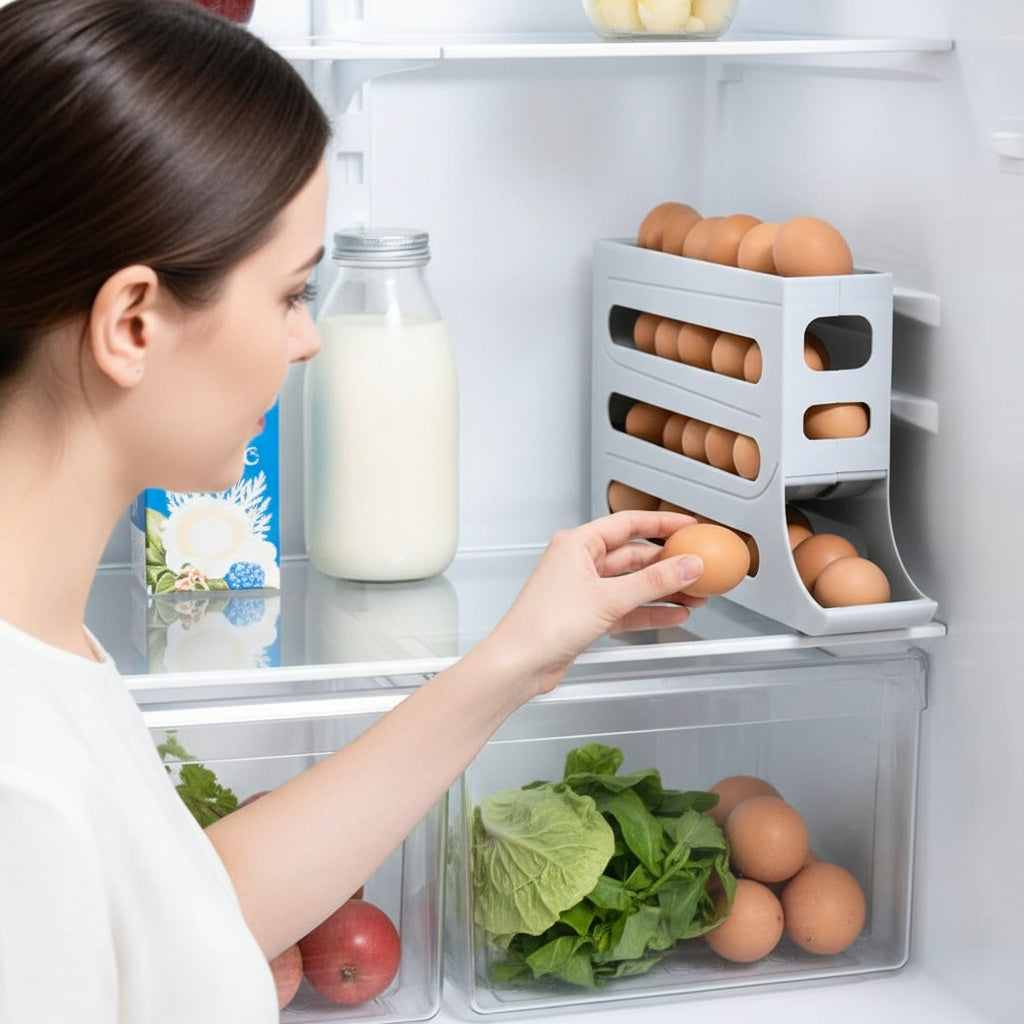 plateau à œufs coulissant à 4 niveaux avec système de roulement automatique